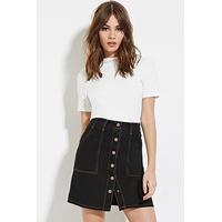 buttoned denim skirt