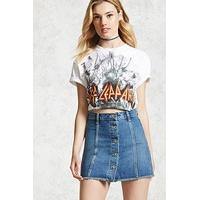 Button Fly Mini Denim Skirt