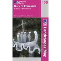 Bury St Edmunds - OS Landranger Active Map Sheet Number 155