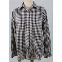 burberry size 42 bust navy blue brown and beige checked shirt