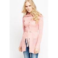 button front speckled long jumper