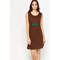 Button Waist Geo Shift Dress