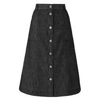 Button-Front Denim Skirt L32in