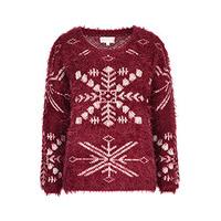 Burgundy & White Snowflake Pattern Eyelash Jumper