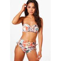 Burnt Sunset Underwired Lace Up Bikini - orange