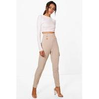 Button Front Skinny Trouser - stone