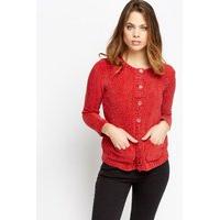 button front speckled knit jumper