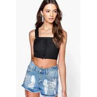 Button Through Bralet - black