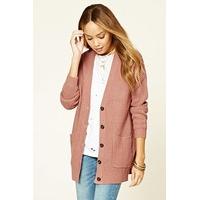 Button-Front Ribbed Cardigan