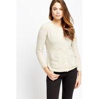 button front speckled knit jumper