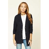 Button-Front Ribbed Cardigan