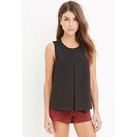 button shoulder boxy crepe top