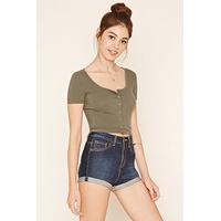 Button-Front Crop Top