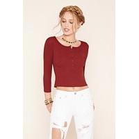 Button-Front Ribbed Crop Top