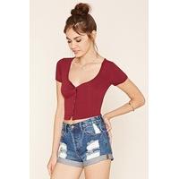 Button-Front Crop Top