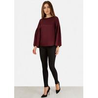 Burgundy Wide Sleeve Blouse