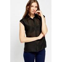 Button Front Sheer Black Shirt