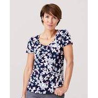 Butterfly Print Jersey Round Neck Top