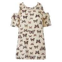 Butterfly Ruffle Cold Shoulder Blouse