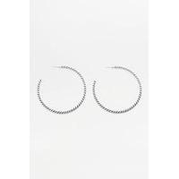 Burnished Twist Hoop Earrings, SILVER