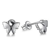 Butterfly Cross Non Stone Stud Earrings Jewelry Wedding Party Halloween Daily Casual Alloy Silver Plated 1 pair Silver