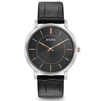 bulova mens classic black leather watch 98a167