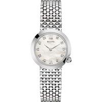 bulova ladies diamond silver watch 96s163