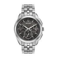 bulova gents grey and silver curv chronograph watch