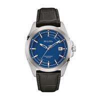 Bulova Gents Black Leather and Blue Face Precisionist Watch