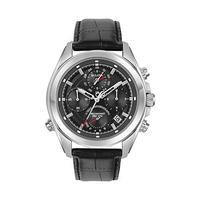 Bulova Gents Black Lether and Stainless Steel Precisionist Chronograph Watch