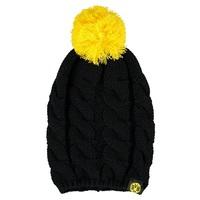BVB Knitted Bobble Hat - Black/Yellow - Womens
