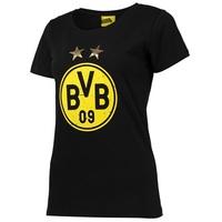 bvb large crest t shirt black womens