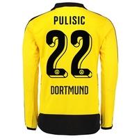 BVB Home Shirt 2015/16 - Long Sleeve - Kids Yellow with Pulisic 22 printing