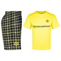 BVB Check Shorts and T-Shirt Pyjamas - Yellow/Black, Yellow