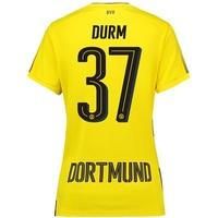 BVB Home Shirt 2017-18 - Womens with Durm 37 printing, Yellow/Black