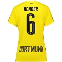 BVB Home Shirt 2017-18 - Womens with Bender 6 printing, Yellow/Black
