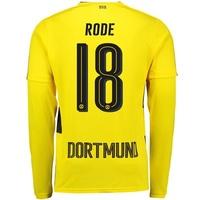 BVB Home Shirt 2017-18 - Long Sleeve with Rode 18 printing, Yellow/Black