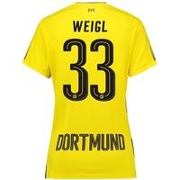 BVB Home Shirt 2017-18 - Womens with Weigl 33 printing, Yellow/Black