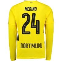 BVB Home Shirt 2017-18 - Long Sleeve with Merino 24 printing, Yellow/Black