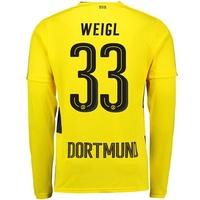 BVB Home Shirt 2017-18 - Long Sleeve with Weigl 33 printing, Yellow/Black