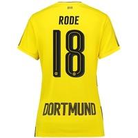 BVB Home Shirt 2017-18 - Womens with Rode 18 printing, Yellow/Black