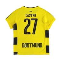 BVB Home Shirt 2017-18 - Kids with Castro 27 printing, Yellow/Black