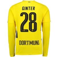 BVB Home Shirt 2017-18 - Long Sleeve with Ginter 28 printing, Yellow/Black