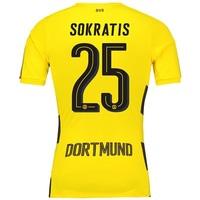 BVB Home Authentic Shirt 2017-18 with Sokratis 25 printing, Yellow/Black