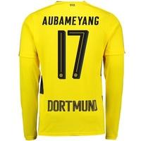BVB Home Shirt 2017-18 - Long Sleeve with Aubameyang 17 printing, Yellow/Black