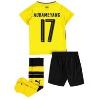 BVB Home Minikit 2017-18 with Aubameyang 17 printing, Yellow/Black