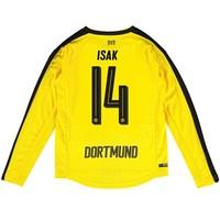 bvb home shirt 2016 17 long sleeve kids with isak 14 printing yellowbl ...