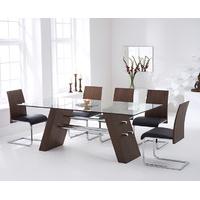 Byron 200cm Glass Dining Table with 6 Black Venetian Chairs