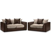Byron 3 and 2 Seater Sofa Suite Jumbo Cord Mink And Rhino Brown
