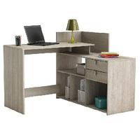 Bylan Corner Computer Desk In Shannon Oak With Storage